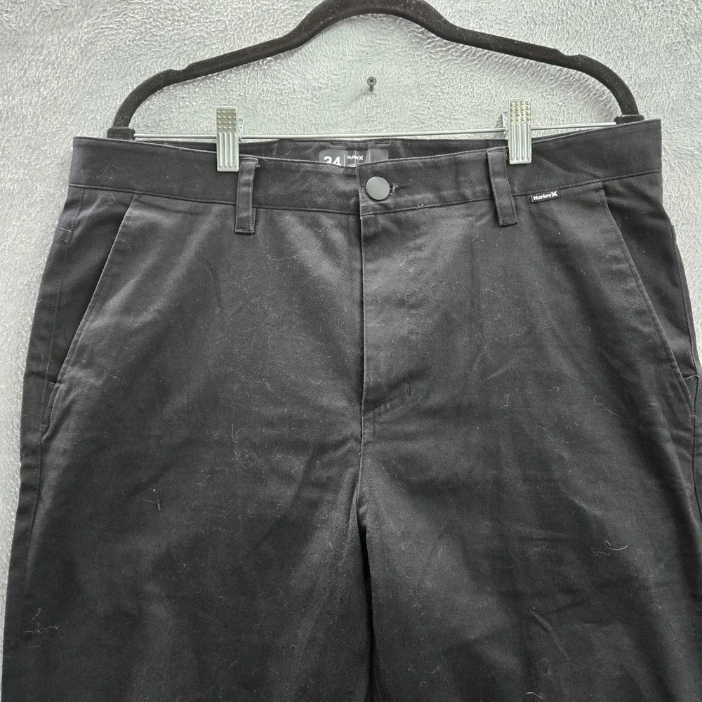 Hurley Men Pants 34 Black Chino BV1696 Casual Button 31